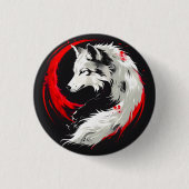 Lunar Red White Wolf 缶バッジ (正面)