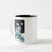 LUNAR SCOOTERIST -おもしろい2D宇宙飛行士の漫画 ツートーンマグカップ (正面左)