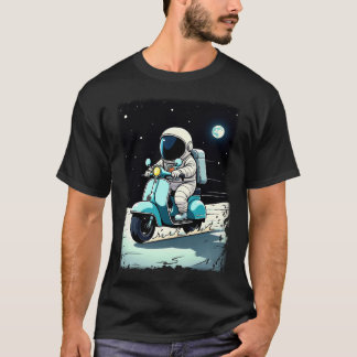 LUNAR SCOOTERIST -おもしろい2D宇宙飛行士の漫画 Tシャツ
