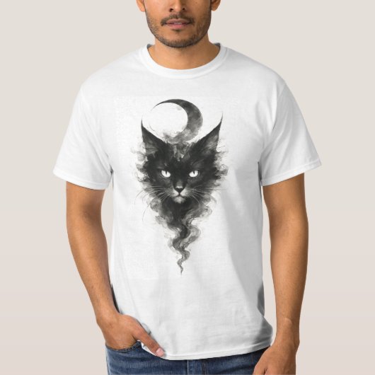 Lunar Shadow Cat – Mystical Night Creature Artwork Tシャツ (正面)