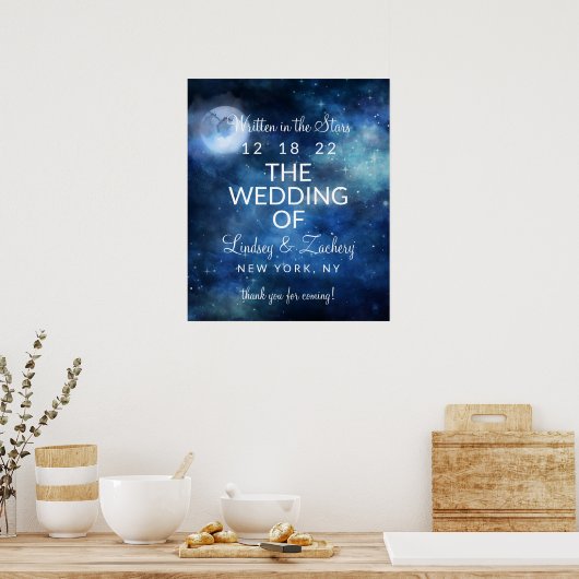 Lunar Sky Full Moon Celestial Wedding Welcome Sign ポスター (キッチン)