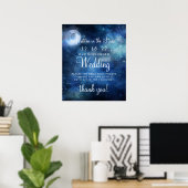Lunar Sky Full Moon Unplugged Wedding Table Sign ポスター (ホームオフィス)