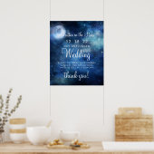 Lunar Sky Full Moon Unplugged Wedding Table Sign ポスター (キッチン)