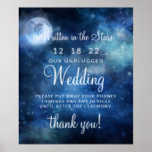 Lunar Sky Full Moon Unplugged Wedding Table Sign ポスター (正面)