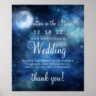 Lunar Sky Full Moon Unplugged Wedding Table Sign ポスター