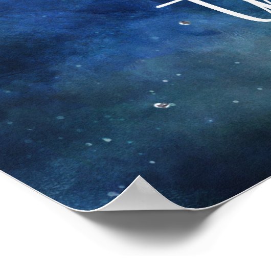 Lunar Sky Full Moon Unplugged Wedding Table Sign ポスター (角)