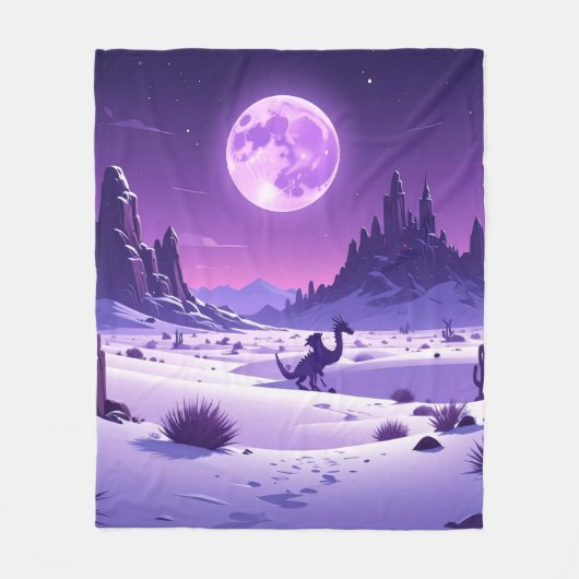 Lunar Wyrm Fleece Blanket – Purple Dragon Under th フリースブランケット (正面)