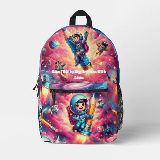 Luna's Galactic Adventure Backpack – 探索宇宙 プリントバックパック (正面)