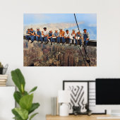 Lunch Atop A Skyscraper 1932 NYC Remastered Color ポスター (ホームオフィス)