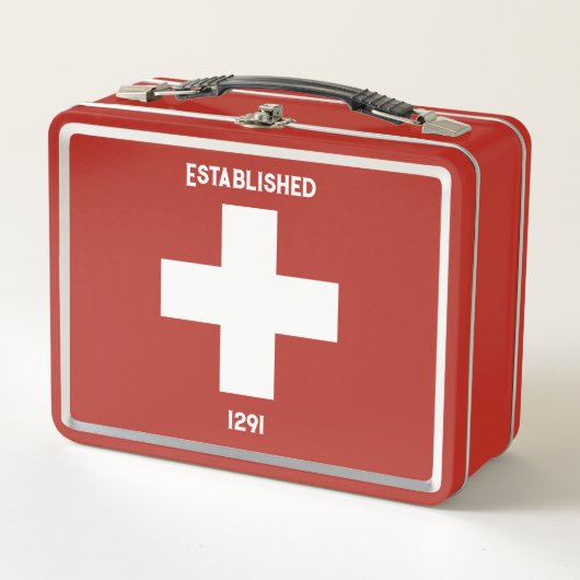 Lunch Box Croix Suisse - Established 1291 メタルランチボックス (正面)