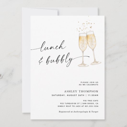 Lunch & Bubbly Bridal Shower, Champagne Bridal 招待状 (正面)