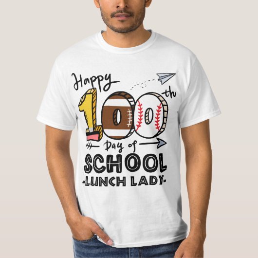 Lunch Lady Cafeteria Happy 100th day of school 100 Tシャツ (正面)