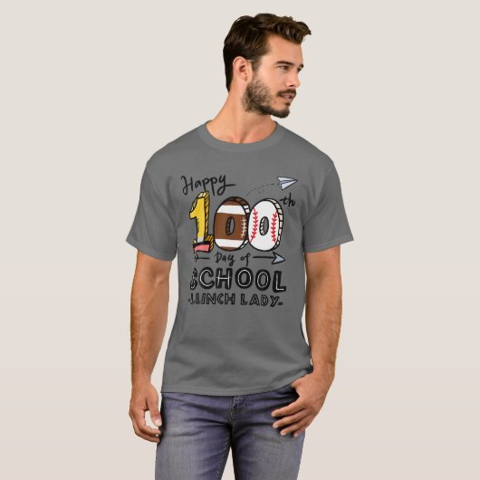 Lunch Lady Cafeteria Happy 100Th Day Of School 100 Tシャツ (正面フル)