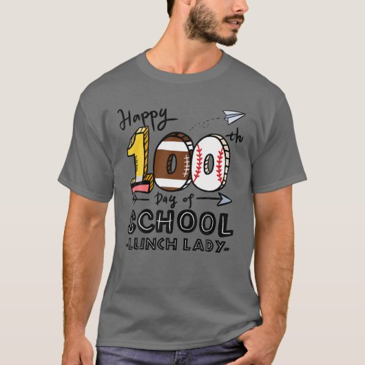 Lunch Lady Cafeteria Happy 100Th Day Of School 100 Tシャツ (正面)