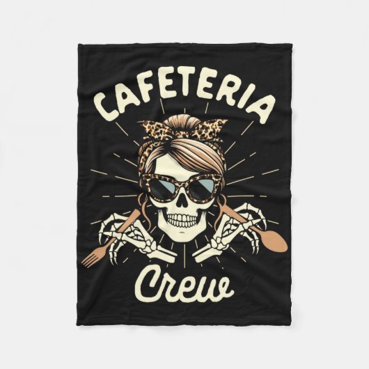 Lunch Lady Cafeteria Worker Squad Skeleton Cafeter フリースブランケット (正面)