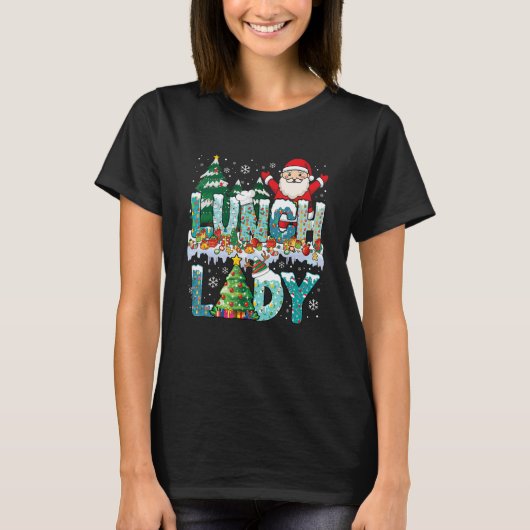 Lunch Lady Christmas Tree Santa Matching Xmas Lunc Tシャツ (正面)
