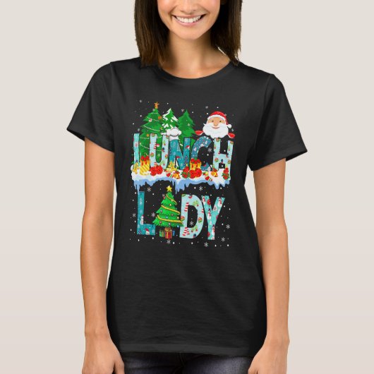 Lunch Lady Christmas Tree Santa Matching Xmas Lunc Tシャツ (正面)