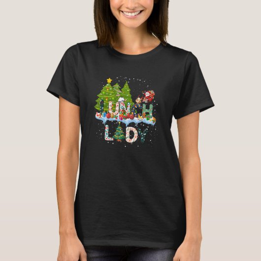 Lunch Lady Christmas Tree Santa Matching Xmas Lunc Tシャツ (正面)