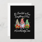 Lunch Lady Crew Everything Is Fine Christmas Gnomi 招待状 (正面/裏面)