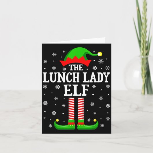 Lunch Lady Elf Funny Christmas Family Matching  カード (正面)