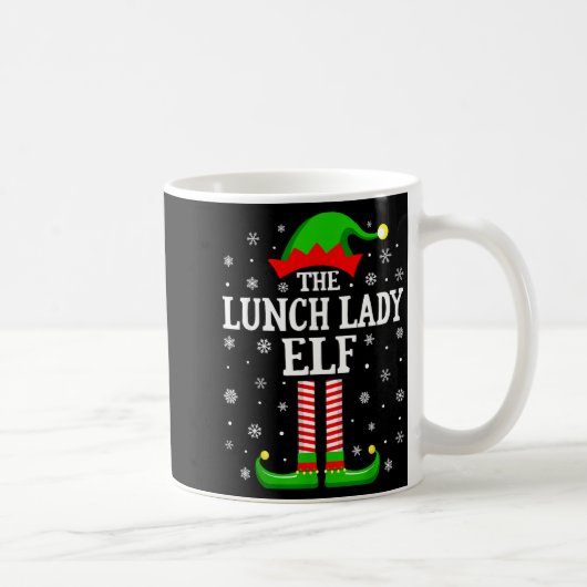 Lunch Lady Elf Funny Christmas Family Matching  コーヒーマグカップ (右)