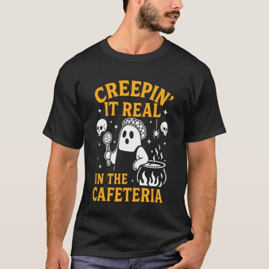 Lunch Lady Halloween Creepin' It Real Cafeteria Ki Tシャツ (正面)