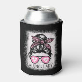 Lunch Lady Life Bleached Shirts Pink Leopard Messy 缶クーラー (缶正面)