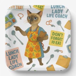 Lunch Lady Life Coach  Cat Lovers Cafeteria Party ペーパープレート