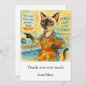 Lunch Lady Life Coach  for Cat Cafeteria Wisdom サンキューカード (正面/裏面)