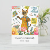 Lunch Lady Life Coach  for Cat Cafeteria Wisdom サンキューカード (スタンド正面)