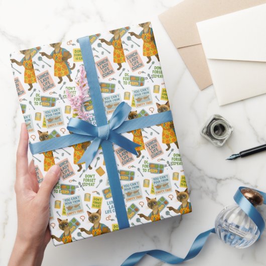 Lunch Lady Life Coach  for Cat  Lovers Cafeteria  ラッピングペーパー (ギフト)