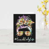 Lunch Lady Messy Hair Woman Bun Lunch Lady Life  カード (黄色い花)