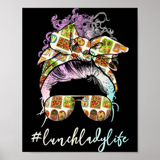 Lunch Lady Messy Hair Woman Bun Lunch Lady Life ポスター (正面)