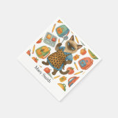 Lunch Lady serving food for Cat Lovers スタンダードカクテルナプキン (角)