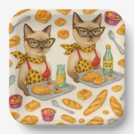 Lunch Lady Serving food  for Cat Lovers Cafeteria  ペーパープレート