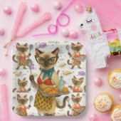 Lunch Lady Serving food  for Cat Lovers Cafeteria  ペーパープレート (パーティー)