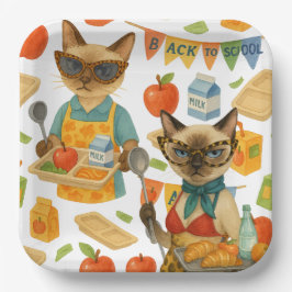 Lunch Lady Serving food  for Cat Lovers Cafeteria  ペーパープレート