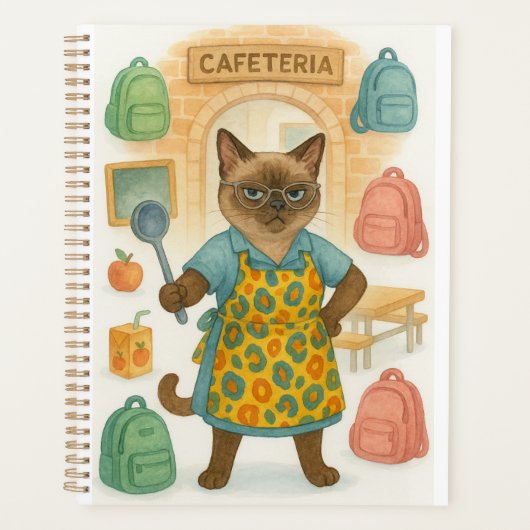 Lunch Lady serving food in school  プランナー手帳 (正面)