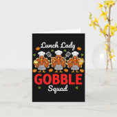 Lunch Lady Thanksgiving Funny Gobble Squad カード (黄色い花)