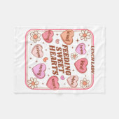 Lunch Lady Valentines Day Retro Cute Cafeteria Swe フリースブランケット (正面(横))