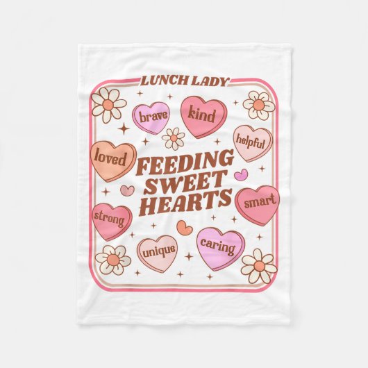 Lunch Lady Valentines Day Retro Cute Cafeteria Swe フリースブランケット (正面)