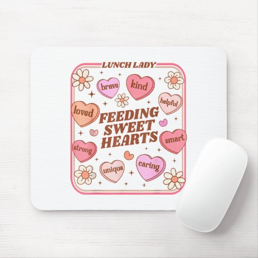Lunch Lady Valentines Day Retro Cute Cafeteria Swe マウスパッド (マウス)
