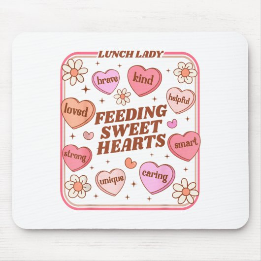 Lunch Lady Valentines Day Retro Cute Cafeteria Swe マウスパッド (正面)