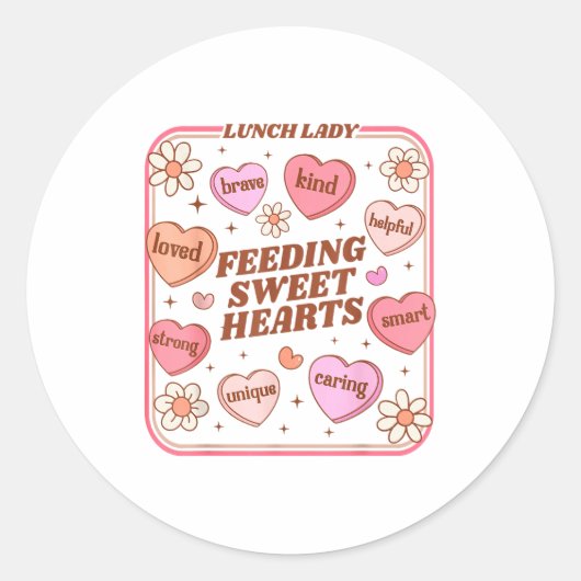 Lunch Lady Valentines Day Retro Cute Cafeteria Swe ラウンドシール (正面)