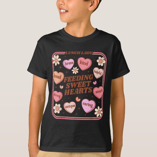 Lunch Lady Valentines Day Retro Cute Cafeteria Swe Tシャツ (正面)