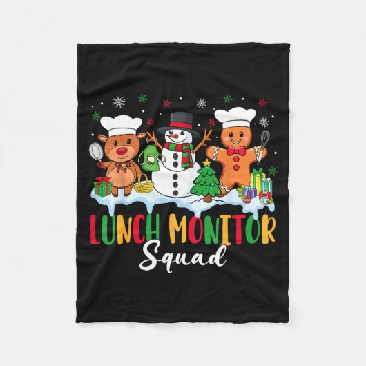 Lunch Monitor Squad Reindeer Snowman Gingerbread C フリースブランケット (正面)