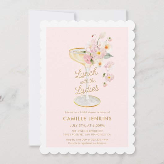 Lunch with the Ladies Pink Bridal Brunch 招待状 (正面)