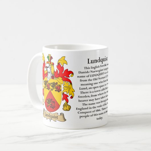 Lundquist家族の紋章付き外衣 コーヒーマグカップ (正面左)