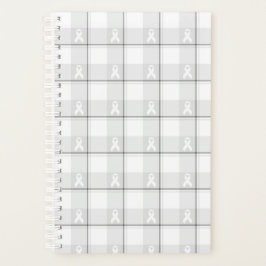 Lung Cancer Awareness Plaid Planner, White Ribbon プランナー手帳