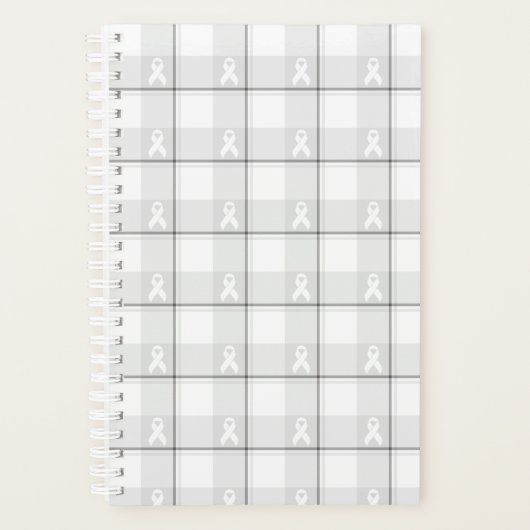 Lung Cancer Awareness Plaid Planner, White Ribbon プランナー手帳 (正面)